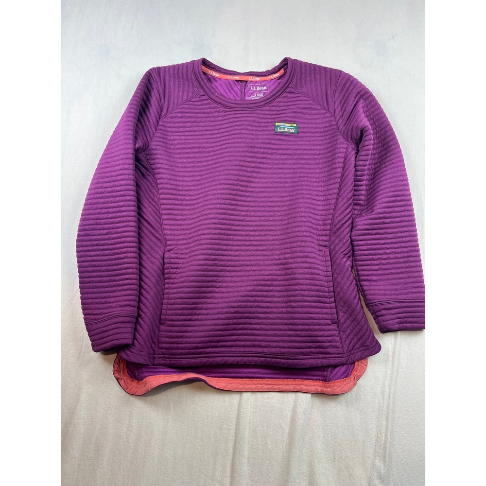 LL Bean Womens Airlight Crew Sweatshirt Purple Pullover Kangaroo Pocket S REG